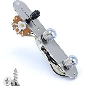 Fully Loaded Guitar Telecaster Control Plate, 3-way Blade Switch Large 250k pots/0.022uF Orange Capacitor Prewired Knurled Volume Tone Controls Knobs (250K) in Saudi Arabia