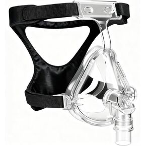 Comfort Series Full Face CPAP Mask Replacement Set with Headgear, Cushion & Elbow, Soft Seal & Leak-Resistant Design for Secure Fit, Skin-Friendly, Compatible with Most Standard CPAP Machines, Medium in Saudi Arabia
