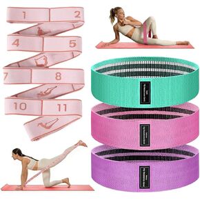 Fabric Resistance Bands for Working Out & Numbered Elastic Stretching Strap Set, Legs and Booty Bands Exercise Bands for Women and Men Yoga Starter Set Pilates Rehab Fitness and Home Workout in Saudi Arabia