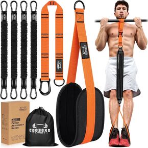 أربطة مساعدة للسحب، أربطة مقاومة شديدة التحمل بوزن 300 رطل للسحب مع ارتفاع قابل للتعديل، مسند للأقدام من القماش ودعم للركبة، أربطة مساعدة لتمرين القوة على قضيب السحب لتمارين الصالة الرياضية المنزلية in Kuwait