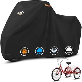 Zettum Adult Tricycle Cover - 600D Waterproof Outdoor Electric Tricycle Cover for Adults with Lock Hole, Heavy Duty Bike Covers for Electric Trike & 3-Wheel Bicycle, All-Weather Indoor & Outdoor Use in Kuwait