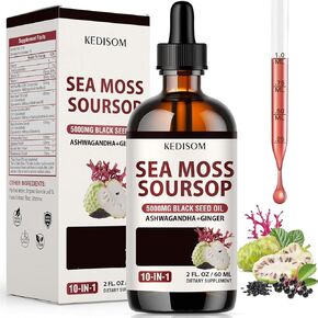 Sea Moss Liquid Drops 2 Fl Oz - Organic Black Seed Oil Irish Sea Moss Gel with Burdock Root, Bladderwrack, Elderberry, Vitamin C, D3, Seamoss Gel- Vegan in Kuwait