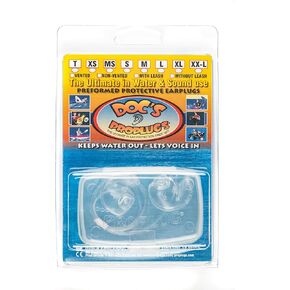 متوسطة - سدادات دوك ذات فتحات تهوية - شفافة مع مقود - سدادات أذن قابلة لإعادة الاستخدام لركوب الأمواج والسباحة والغوص والرياضات المائية | كتل الماء البارد والرياح | يساعد على معادلة الضغط | صنع في الولايات المتحدة الأمريكية in Kuwait