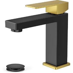 صنابير الحمام من فوروس، صنبور حمام أسود بفتحة واحدة مع تصريف منبثق، خالٍ من الرصاص، صنبور بمقبض واحد للحوض، والغرور، والمركبات الترفيهية، والمرحاض، ومناسب لفتحة واحدة أو 3 in Kuwait