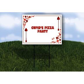 Cupid’S Pizza Party Red Frame With Hearts Directional Arrows A-Frame Double Sided 23x23 in. sign in Kuwait
