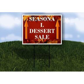 Seasonal Dessert Sale Autumn Frame Colorful Maple Leaves On Red Background Directional Arrows A-Frame Double Sided 23x23 in. sign in Kuwait