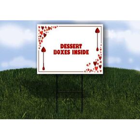 Dessert Boxes Inside Red Frame With Hearts Up Arrows A-Frame Single Sided 23x23 in. sign in Kuwait