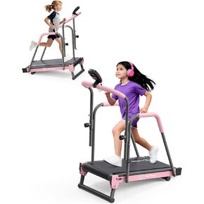 Kids Treadmill, Manual Toddler Treadmills Workout Equipment with Handle Bar Up to 165Lbs Capacity, Upgraded Treadmill for Kids with 2 Adjustable Incline Mode & 4 Level Upright Height in Kuwait