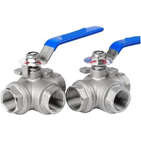 1 قطعة 1/2 "3/4" 1 "1-1/4" 1-1/2 "2" الفولاذ المقاوم للصدأ صمام كروي ثلاثي الاتجاه L نوع T نوع 304 صمام يدوي لولبة داخلية (1 12 ، نوع T) in Kuwait