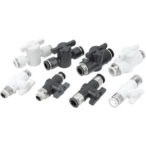 Pneumatic Joint Plastic Hand Valve BUC-8/4/6/10/12 Air Pipe Manual Switch BTC BC8-02 1Pcs(Black直通BTC-06) in Kuwait