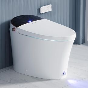 Casta Diva Smart Toilet with Tank, Foam Dispenser, Soft-Close Lid, Foot Kick & Off-seat Auto Flush, Heated Seat, Warm Water & Dryer, Blackout Flush, 1.06 GPF Digital Display with Remote(CD-Y010L) in Kuwait