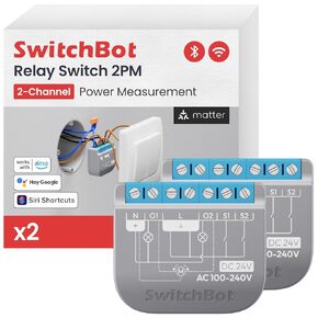 SwitchBot Smart Relay Switch 2PM، قياس الطاقة، تحكم مزدوج في الإضاءة، مكرر بلوتوث مدمج، مفتاح Wi-Fi وبلوتوث متوافق مع Alexa/Apple Home/Google Home/Matter Hub، 2.4 جيجا هرتز in Kuwait