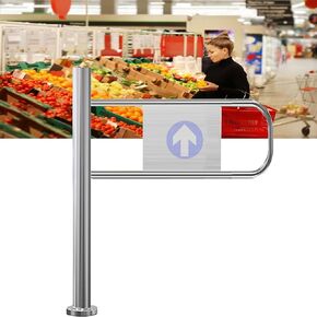 Stainless Steel 1-Way Safety Revolving Door, Double Spring-Loaded Swing Gate, Supermarket Entrance/Exit Half Waist Gate (90cm Wide) - Durable & Secure Access Solution in Kuwait
