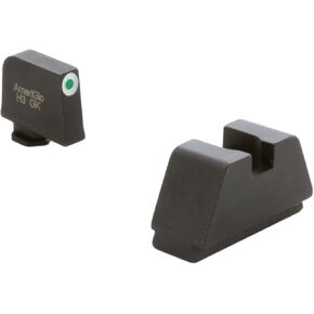 مجموعة رؤية AMERIGLO Optic المتوافقة مع Glock - 2XL طويل أخضر تريتيوم مخطط أبيض .350 بوصة أمامي، أسود مسطح .429 بوصة خلفي in Kuwait
