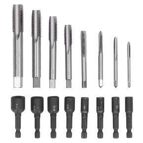 16Pcs Tap Socket Set, 1/4in Hex Shank Lengthened Tapping Chuck, Alloy Steel Hand Tools for Mould, DIY, and Auto Repair, Includes 8 Sockets and 8 Taps in Kuwait