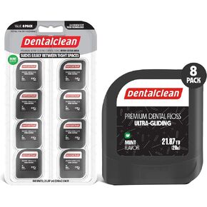 Dentalclean - 3 خيط تنظيف أسنان أبيض بطول 50 مترًا - تقنية Helix Bow للانزلاق الفائق والتوسع - نكهة النعناع لتنظيف فائق ونفس منعش in Kuwait