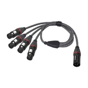 3Pin XLR 1 أنثى إلى 4 ذكر Y كابل صوت مقسم، 2FT، 4Way-1 XLR مدخل واحد إلى أربعة مخرج كابل توصيل متوازي للميكروفون، مشغل الصوت، مضخم الطاقة، وحدة خلط DMX in Kuwait