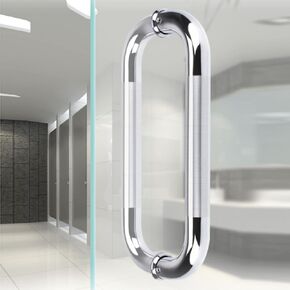 Stainless Steel Push Pull Door Handles, Commercial Silver Glass Shower Door Handle Brushed, Bathroom Door Push Bar Heavy Duty, Easy to Install *27.5Cm-42.5cm(16 3/4 in Saudi Arabia