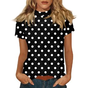 Short Sleeve Tops for Women Trendy Mock Neck Shirts Loose Fit T Shirts Graphic Tees Comfy Summer Travel Outfits 2026 in Kuwait