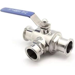 1PCS Ф19mm 304 Stainless Steel Sanitary Ball Valve 3-Way Outer Diameter 50.5mm Three-clamp Ferrule Type(L Type) in Kuwait