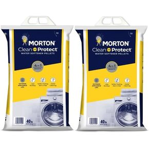 حبيبات ملح منقي المياه للتنظيف والحماية من مورتون، كيس 40 رطل (2)، أبيض in Kuwait