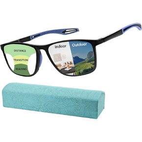 K.LAVER Photochromic Progressive Multifocus Reading Glasses Blue Light Blocking Multifocal Readers Spring Hinge Sunglasses in Saudi Arabia