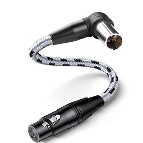 كابل XLR صغير بزاوية قائمة إلى XLR، محول أنثى XLR صغير احترافي ذو 3 دبابيس ذكر إلى XLR أنثى لـ BMPCC 4K/6K Pro، Canon C70، مساعدة الفيديو - سلك ميكروفون صوتي متوازن (1.5 قدم / 0.5 متر، مضفر) in Kuwait
