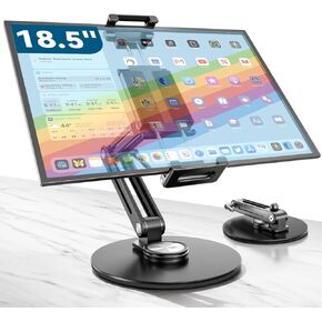 حامل مكتب لحامل iPad - هيكل من الألومنيوم خفيف الوزن يدعم ما يصل إلى 4.4 رطل حامل شاشة محمول عالي التحمل 16 بوصة 17.3 بوصة 18.5 بوصة قاعدة دوارة 360 درجة حامل كمبيوتر لوحي قابل للطي للمطبخ/السفر in Kuwait