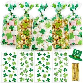 أكياس علاج السيلوفان لعيد الميلاد من AREOK مع ربطات عنق، أكياس حلوى جودي للوجبات الخفيفة - 100 قطعة من البلاستيك الشفاف لعيد الميلاد من السيلوفان هدية كوكي جودي حقيبة طعام للحفلات وحقائب للحلوى، حقيبة حلوى للعطلات in Kuwait