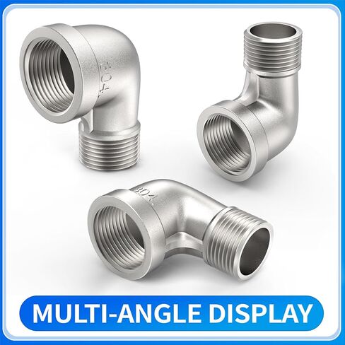 ChillWaves 304 تركيب أنابيب من الفولاذ المقاوم للصدأ، كوع 90 درجة 3/4 بوصة NPT ذكر × 3/4 بوصة NPT محول خيط أنثى (6 عبوات) in Kuwait