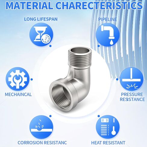 ChillWaves 304 تركيب أنابيب من الفولاذ المقاوم للصدأ، كوع 90 درجة 3/4 بوصة NPT ذكر × 3/4 بوصة NPT محول خيط أنثى (6 عبوات) in Kuwait