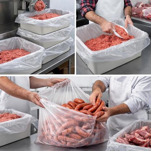 50 lb meat lug liners – 10 Pack 4 Mil Heavy Duty Meat Tub Liners, 24 x 16 x 23 Inch Bags for Meat Totes, Meat Processing Bags for Wild Game, Sausage Making, Home Butcher and Shop Use in Kuwait