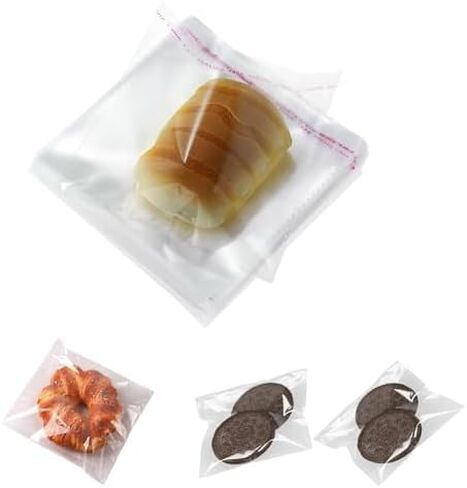 100 قطعة من أكياس السيلوفان الشفافة ذاتية الغلق - مثالية للبسكويت والهدايا والهدايا والحلوى | عبوة بلاستيكية سهلة الإغلاق in Kuwait