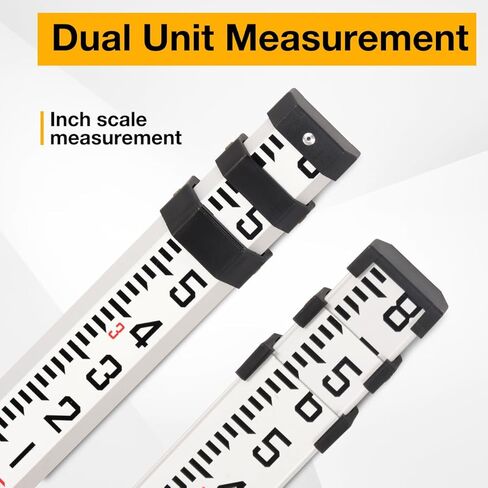 9 Foot-10th Aluminum Grade Rod, 3-Section Telescopic Measuring Stick, Double-Sided Survey Rod with Bubble Level & Carrying Bag, Durable Grade Rod for Laser Level, Walls, Floors, Construction in Saudi Arabia