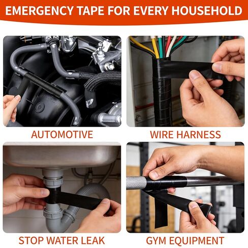 Self-Fusing Silicone Tape 1" x 5' x 20mil – Black Rubber Emergency Repair Tape – Waterproof, Heat-Resistant, Insulating, Chemical-Resistant, No Residue – for Automotive, Electrical & Outdoor Use in Saudi Arabia