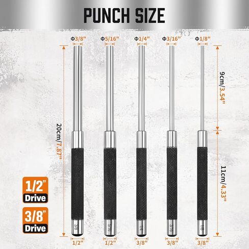 مجموعة خرامة دبوس دوارة مكونة من 5 قطع من HORUSDY، مجموعة أدوات ثقب دبوس من الفولاذ الكربوني 8 بوصة (1/8 بوصة إلى 3/8 بوصة) مع حقيبة تخزين لإصلاح الأسلحة والساعات والمجوهرات in Kuwait