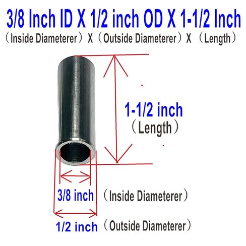 12pcs 3/8 ID x 1/2 OD x 1-1/2 Length Stainless Steel Spacer,Screw Standoff Bushing Plain Finish Round Metal Spacer for 3/8 Screws Bolts and Rods in Kuwait