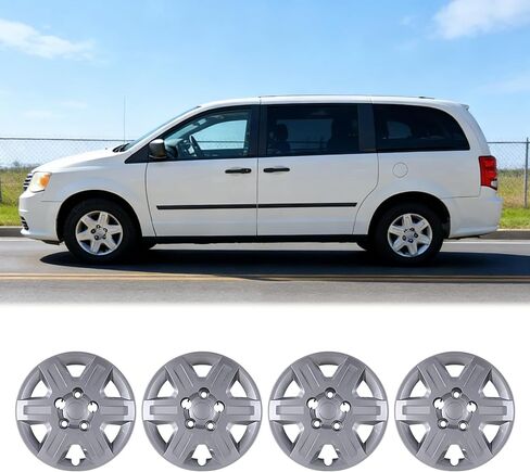 Hubcaps 16 Inch Wheel Covers Fit for Dodge Grand Caravan 2008-2016 / Chrysler Town & Country 2008-2010, R16 Hub Caps Wheel Rims Covers Bolt-On Car, Set of 4, ABS & PC Material (Lacquer) in Kuwait
