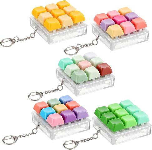 10 Pcs Keyboard Fidget Keychain Fidget Clicker Keychain Colorful 9-in-1 Keyboard Stress Relief Decompression Button Finger Clicker Toys for Office Gifts Adults to Relief Stress in Saudi Arabia