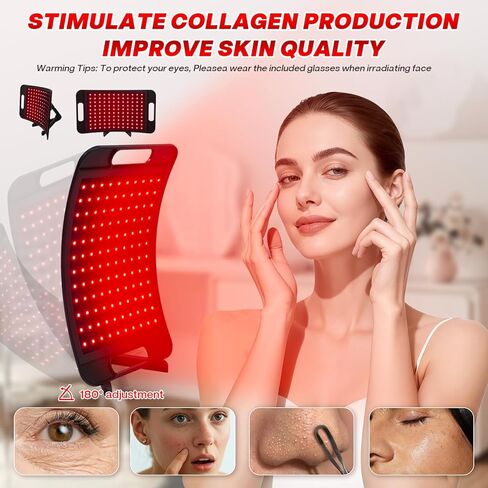 Red Light Therapy for Face and Body, 3-in-1 LED Red Infrared Light Therapy Lamp Panel 660nm / 850nm Wavelength with Adjustable Stand & Protective Goggles – Ideal Home Use Gift for Man, Women&Pet in Saudi Arabia