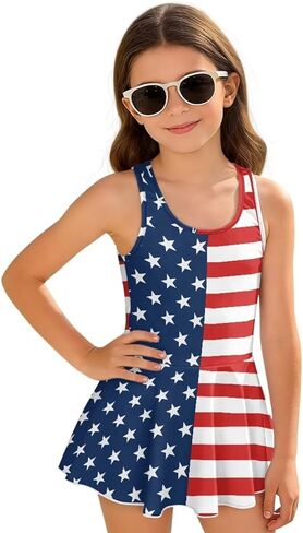 WELLFLYHOM Girls One Piece Swim Dress 3-13 Sleeveless Girls Swimsuit with Skirt Cute Full Coverage Bathing Suits in Saudi Arabia