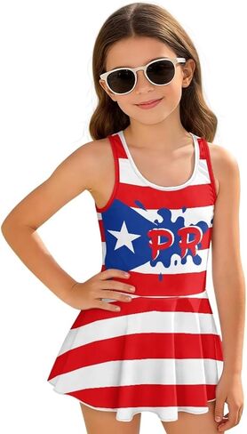 WELLFLYHOM Girls One Piece Swim Dress 3-13 Sleeveless Girls Swimsuit with Skirt Cute Full Coverage Bathing Suits in Saudi Arabia