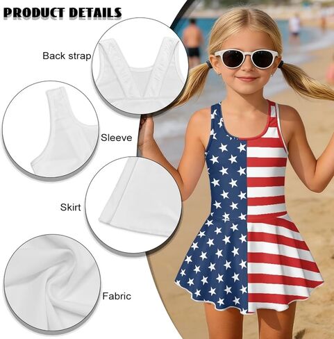 WELLFLYHOM Girls One Piece Swim Dress 3-13 Sleeveless Girls Swimsuit with Skirt Cute Full Coverage Bathing Suits in Saudi Arabia