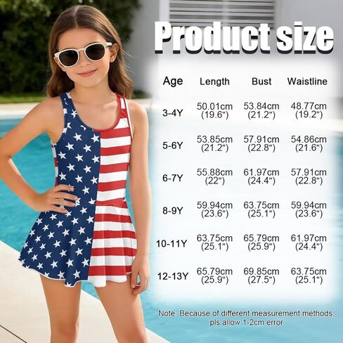WELLFLYHOM Girls One Piece Swim Dress 3-13 Sleeveless Girls Swimsuit with Skirt Cute Full Coverage Bathing Suits in Saudi Arabia