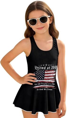 WELLFLYHOM Girls One Piece Swim Dress 3-13 Sleeveless Girls Swimsuit with Skirt Cute Full Coverage Bathing Suits in Saudi Arabia