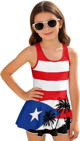 WELLFLYHOM Girls One Piece Swim Dress 3-13 Sleeveless Girls Swimsuit with Skirt Cute Full Coverage Bathing Suits in Saudi Arabia