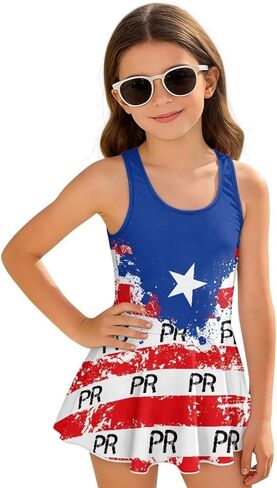 WELLFLYHOM Girls One Piece Swim Dress 3-13 Sleeveless Girls Swimsuit with Skirt Cute Full Coverage Bathing Suits in Saudi Arabia