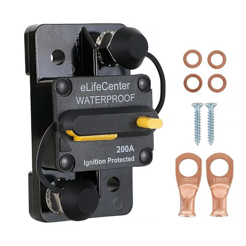 IP67 مقاوم للماء 200 أمبير صندوق قاطع الدائرة 12-48 فولت تيار مستمر لمحرك التصيد البحري والمركبات ATV نظام البطارية الشمسية الصوتية مع إعادة ضبط يدوي للصمامات المضمنة in Kuwait