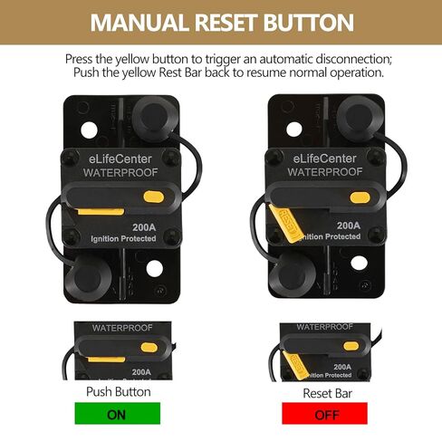 IP67 مقاوم للماء 200 أمبير صندوق قاطع الدائرة 12-48 فولت تيار مستمر لمحرك التصيد البحري والمركبات ATV نظام البطارية الشمسية الصوتية مع إعادة ضبط يدوي للصمامات المضمنة in Kuwait