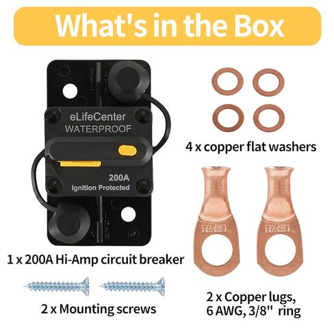 IP67 مقاوم للماء 200 أمبير صندوق قاطع الدائرة 12-48 فولت تيار مستمر لمحرك التصيد البحري والمركبات ATV نظام البطارية الشمسية الصوتية مع إعادة ضبط يدوي للصمامات المضمنة in Kuwait